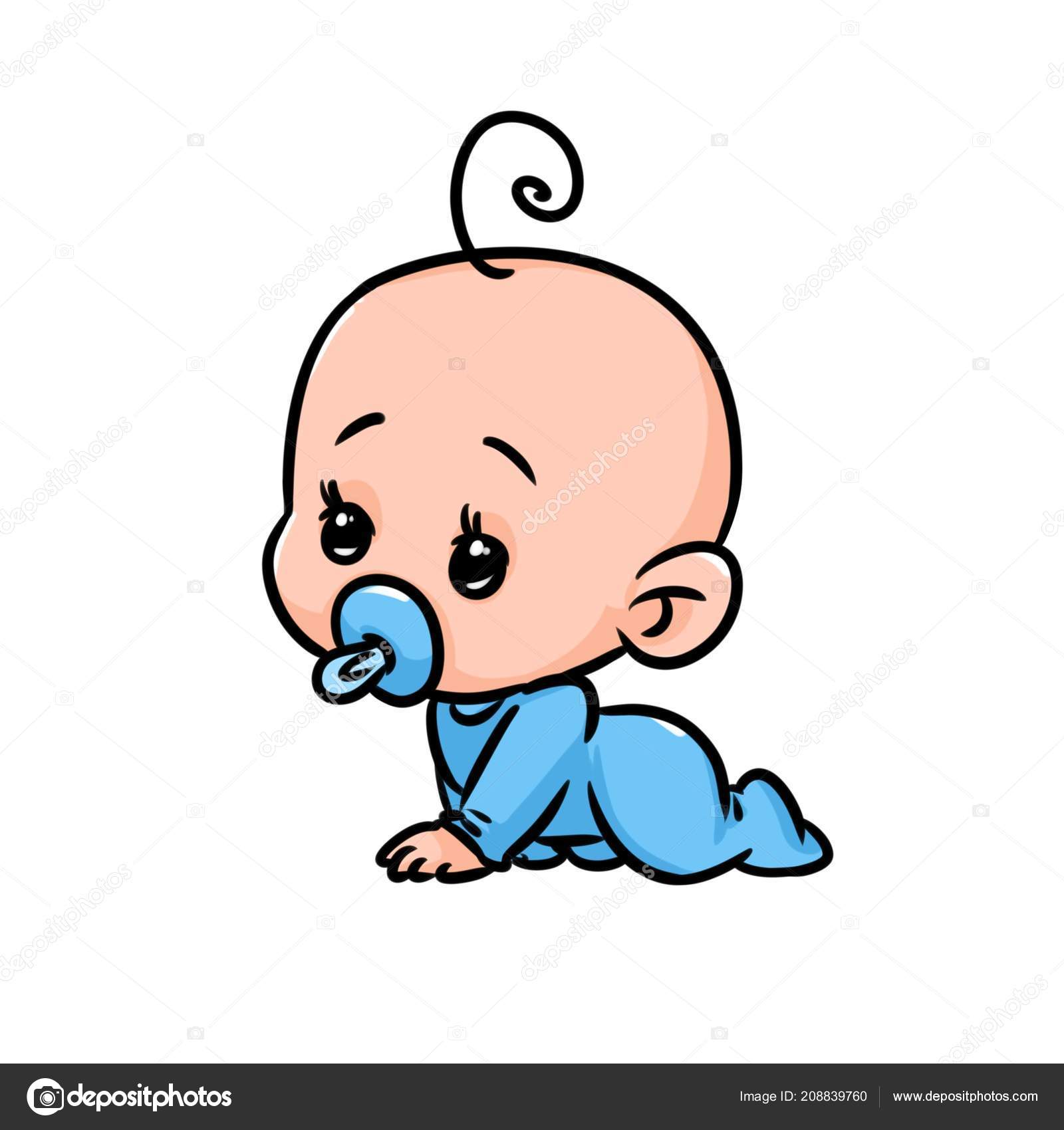 Pequeno Bebê Desenho Animado Minimalismo Personagem Ilustração