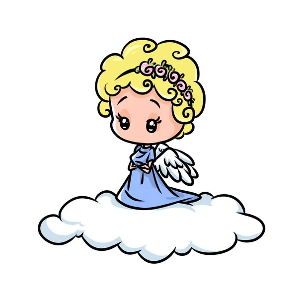 Angel girl cloud sky minimalism character religion cartoon illustration isolated image