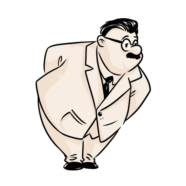 Uomo Capo Guarda Vicino Illustrazione Cartone Animato Immagine Isolata — Foto Stock
