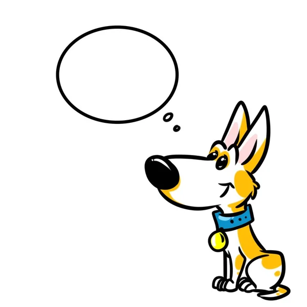 狗认为气泡卡通插图孤立图像动物字符宠物 — 图库照片