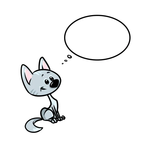 Gray cat thinks bubble cartoon illustration isolated image animal character pet