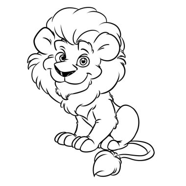 Aslan iyi hayvan kontur sayfa çizgi film görüntü illüstrasyon izole boyama