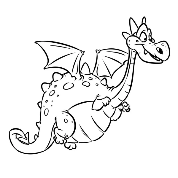 Dragon fairy animal cheerful cartoon illustration isolated image coloring page