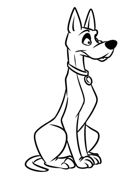 Grote Bewaker Hond Dierlijke Karakter Cartoon Geïsoleerde Illustratie Kleurplaat Pagina — Stockfoto