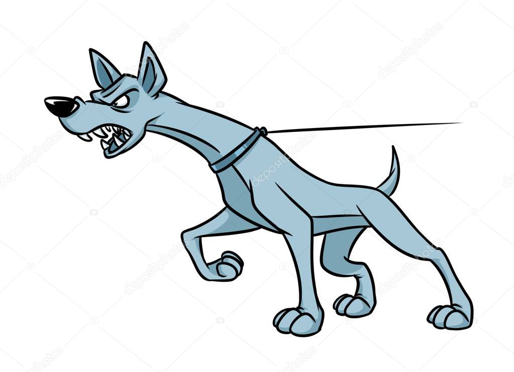 Aggression dog animal security anger cartoon illustration isolated image
