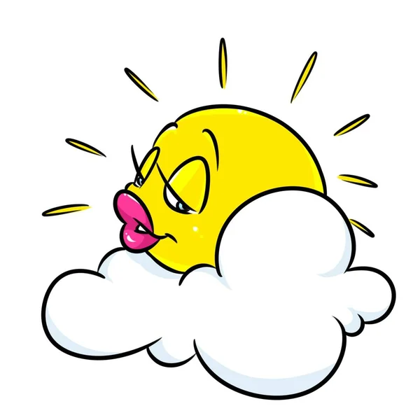 Sun smile sleeping cloud sky cartoon illustration isolated image