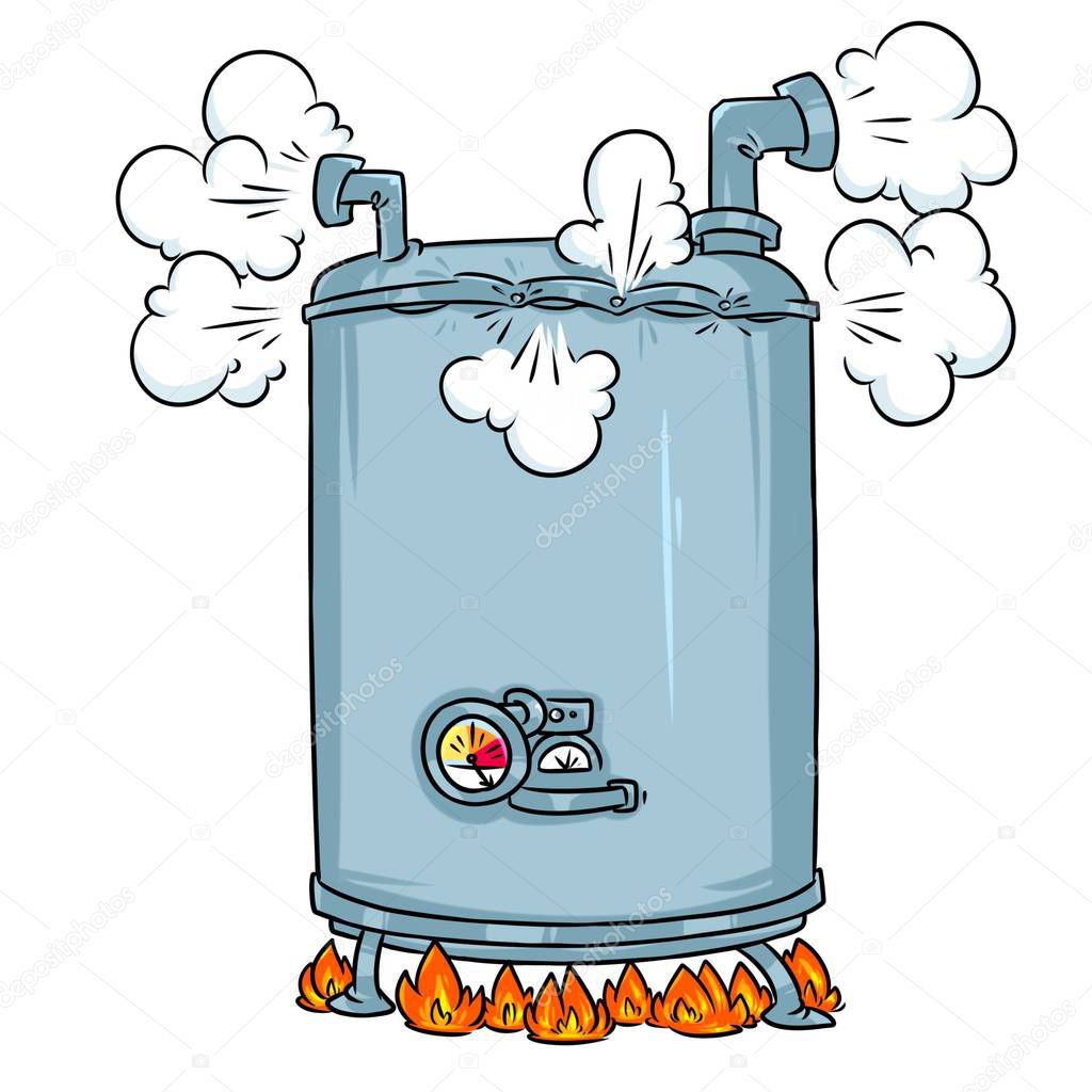 Boiling Steam Boiler cartoon illustration isolated image 