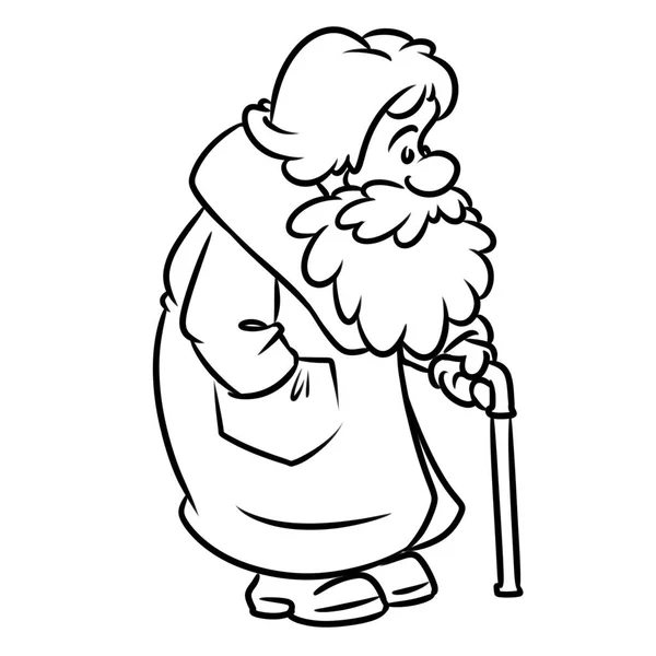 Starý Dědeček Hůl Kreslené Ilustrace Izolované Obrázek Barevné Stránky — Stock fotografie