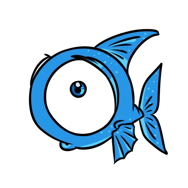 blue fish big eye cartoon illustration isolated image