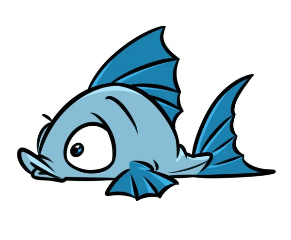 Blue Fish Lies Cartoon Illustration Isolated Image — Stock Photo, Image