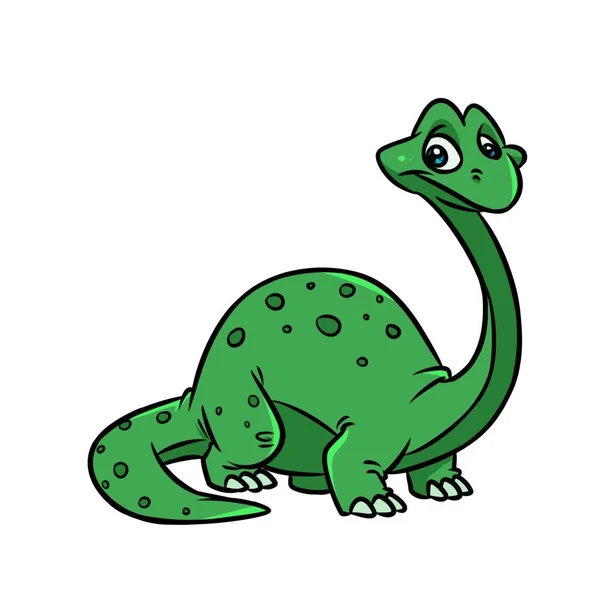 Dinossauro Verde Diplodocus Desenho Animado Ilustração Imagem Isolada — Fotografia de Stock