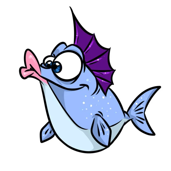 Merry fish fat  cartoon illustration isolated image