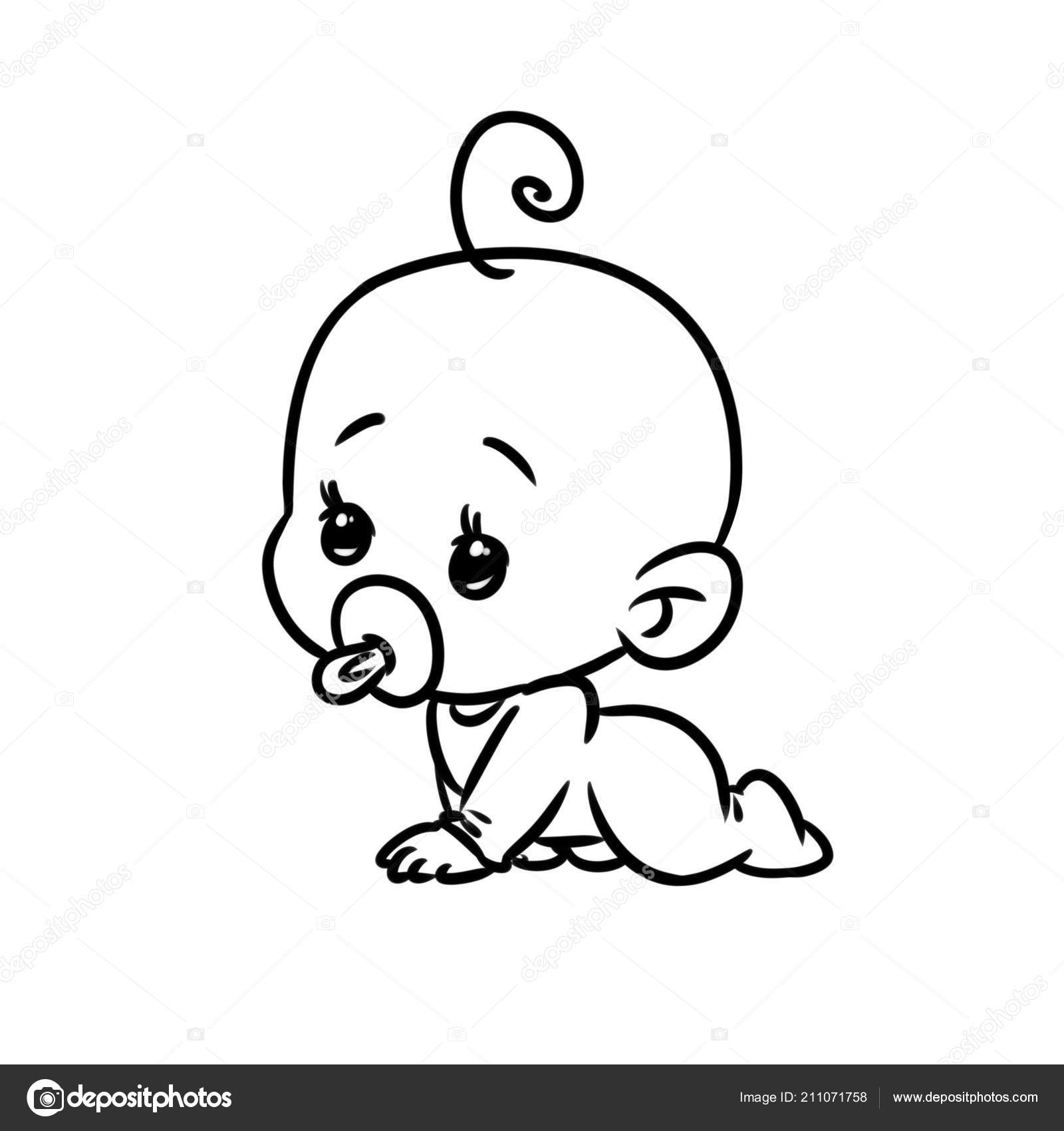 Pequeno Bebê Desenho Animado Minimalismo Personagem Ilustração