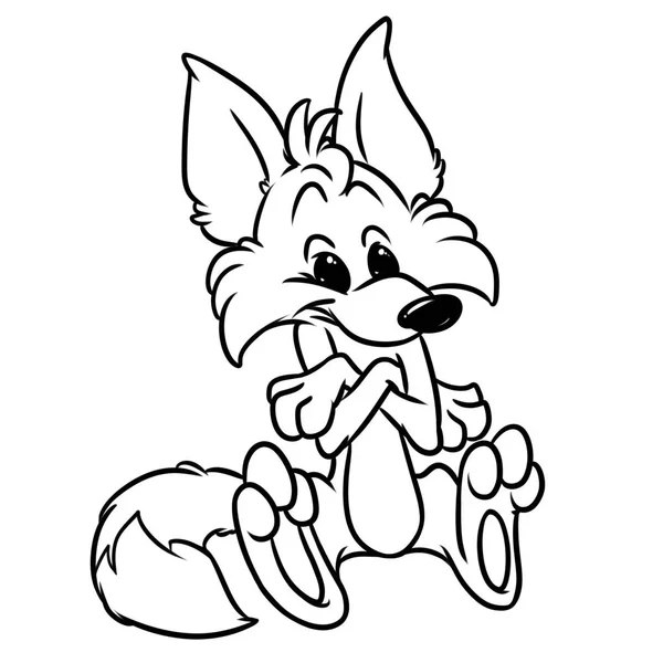 Zvíře Lišky Póze Sedící Kreslené Ilustrace Izolované Obrázek Barevné Stránky — Stock fotografie