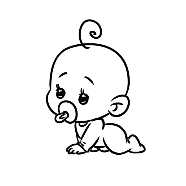 Small baby cartoon minimalism character illustration isolated image coloring page