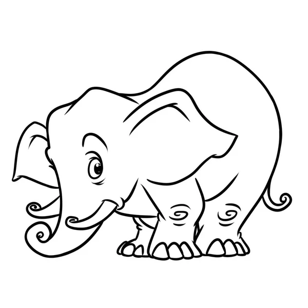 Éléphant Animal Personnage Dessin Animé Illustration Isolé Image Coloriage Page — Photo