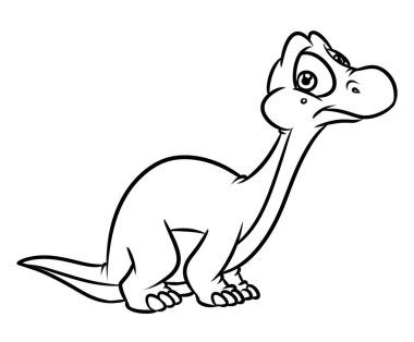 Dinozor Diplodocus merak ediyorum çizgi film illüstrasyon izole görüntü sayfa boyama