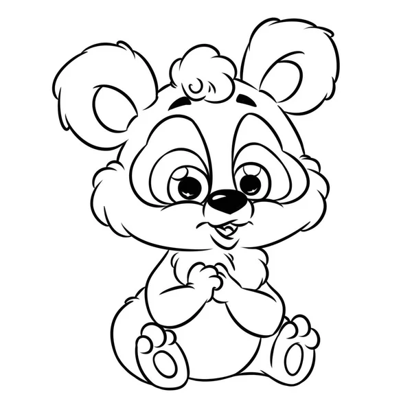 Panda Alegre Desenho Animado Ilustração Isolado Imagem Colorir Página — Fotografia de Stock