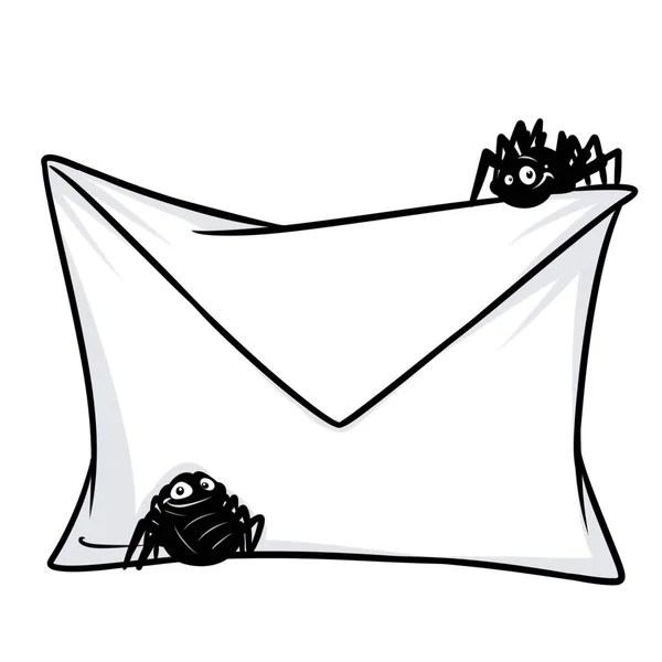 メールの手紙インターネット脅威クモ ウイルス漫画イラスト分離イメージ — ストック写真