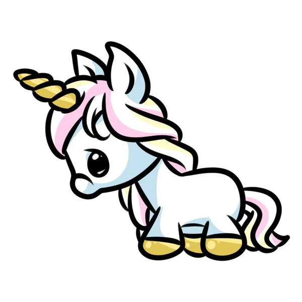 Little Unicorn Cartoon Illustration Isolated Image Animal Character — Stock Photo, Image