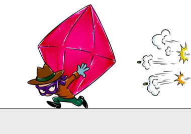 Yüzyılın soygun büyük yakut çizgi film görüntü illüstrasyon izole