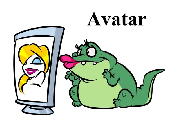 Avatar Vacker Flicka Krokodil Sociala Nätverk Internet Tecknad Illustration Isolerade — Stockfoto
