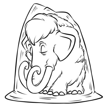 Mamut permafrost buz devri çizgi film illüstrasyon izole görüntü sayfa boyama