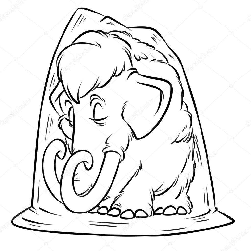 Mammoth permafrost ice Age cartoon illustration isolated image coloring page