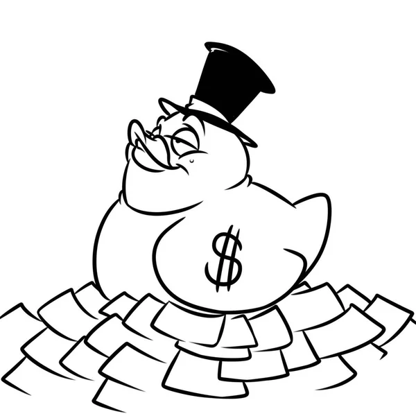Žlutá Gumová Kachna Hračka Obchodní Magnát Dolarů Kreslený Obrázek Barevné — Stock fotografie
