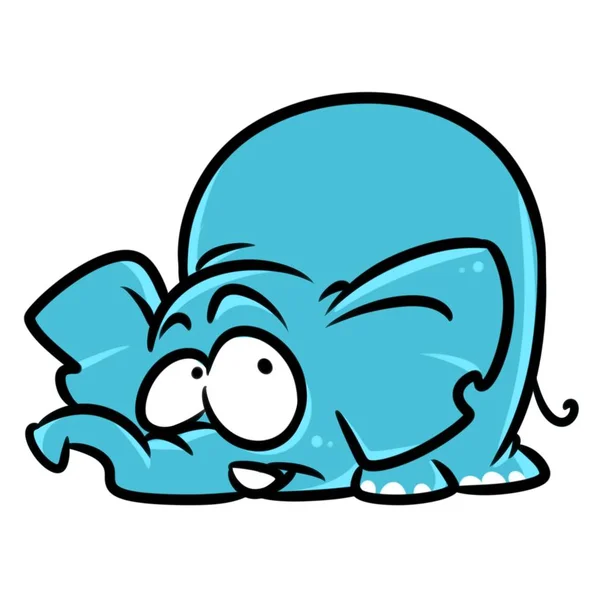 Pequeño Elefante Azul Asustado Dibujo Animado Ilustración Animal Carácter Aislado — Foto de Stock