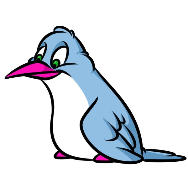Charakter Ilustracja Białym Tle Obraz Kreskówka Miły Niebieski Ptak Ptak — Zdjęcie stockowe