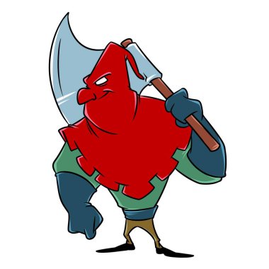 Ortaçağ cellat ax karakter meslek ölüm cezası kesilmiş kafasını çizgi film görüntü illüstrasyon izole