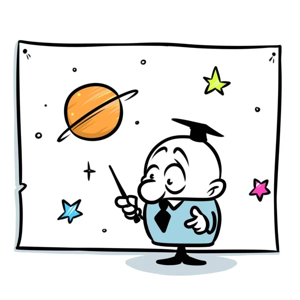 Minimalism illustration professor astronomer lecture star chart cartoon wonder discovery