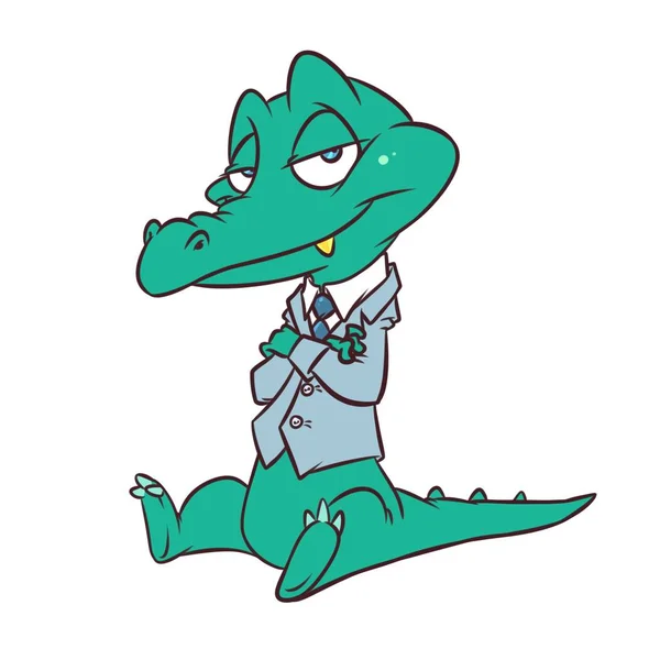 Krokodýla Druhu Podnikatel Oblek Kreslené Ilustrace Izolované Obrázek — Stock fotografie