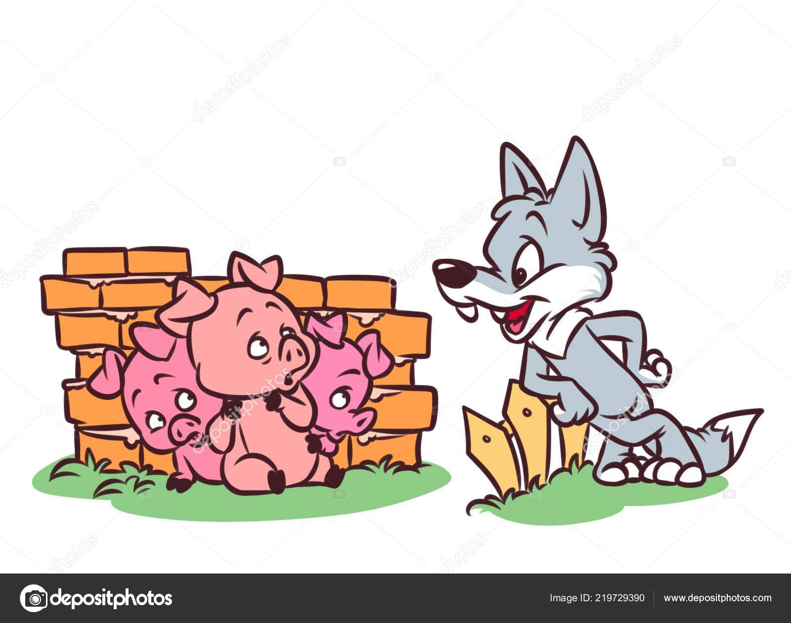 Good Wolf Three Little Pigs Tale Рус Стоковая Иллюстрация ©Efengai.