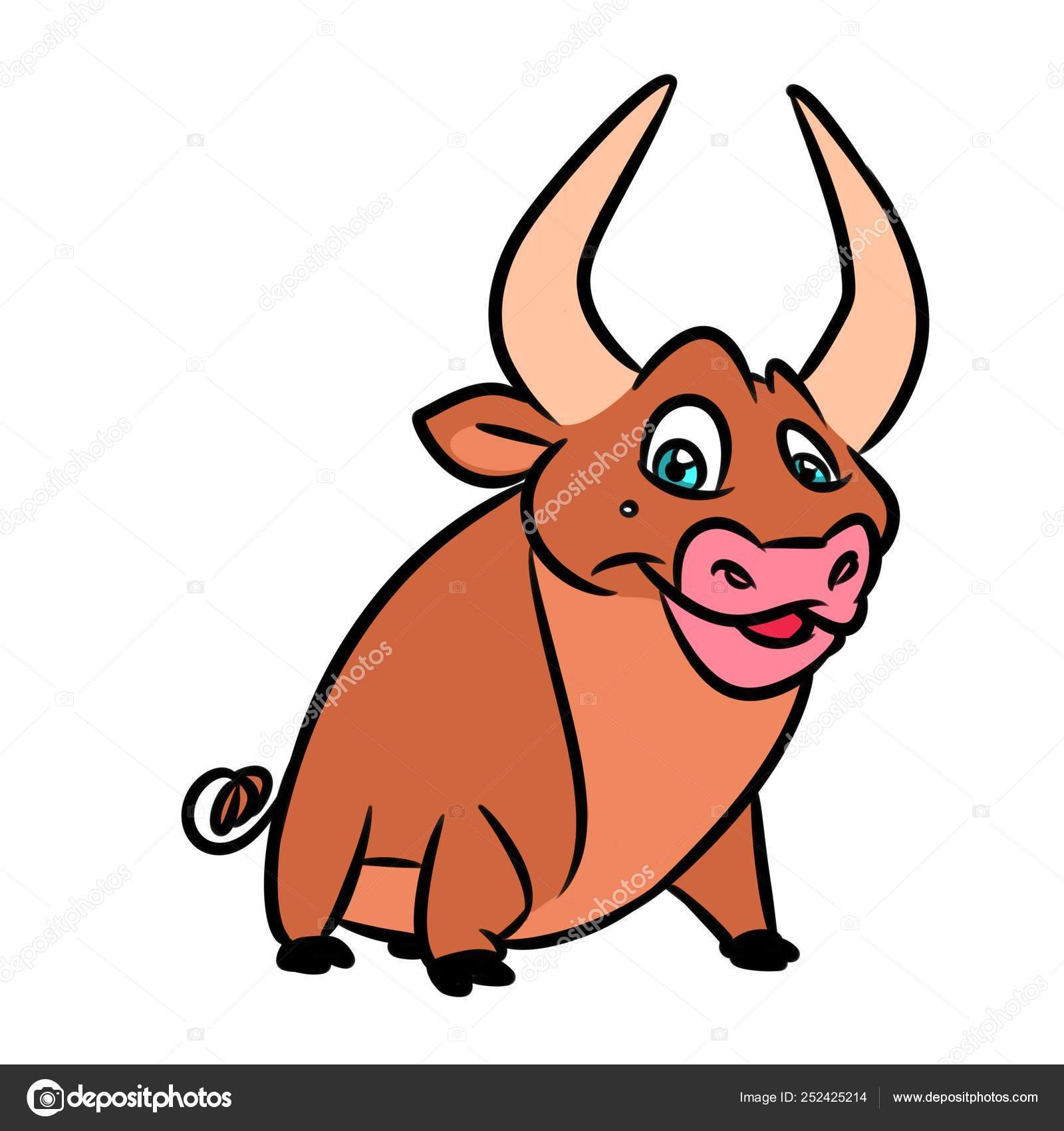 Parody Little Bull Animal Character Cartoon Illustration Isolated Image  Stock Photo by ©Efengai 252425214