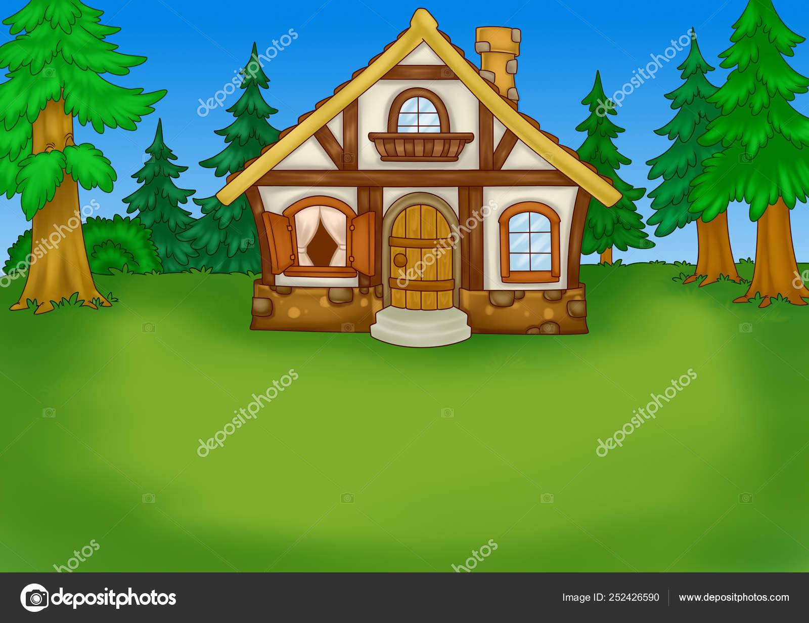 Forest Nature House Background Cartoon Stock Photo by ©Efengai 252426590
