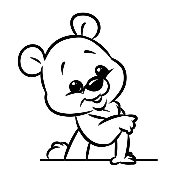 Cheerful Bear Sitting Coloring Page Cartoon Illustration Isolated Image — Stock Photo, Image