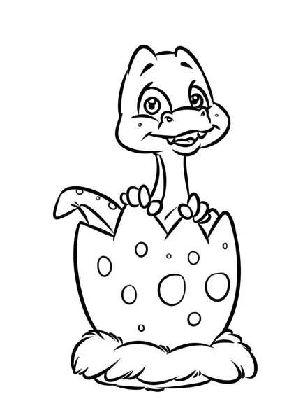 Little dinosaur birthday egg cartoon illustration isolated image coloring page