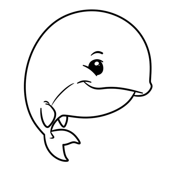Little whale animal character coloring page cartoon