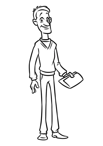 Veselý Člověk Pracovník Mladý Muž Kreslené Ilustrace Izolované Obrázek — Stock fotografie