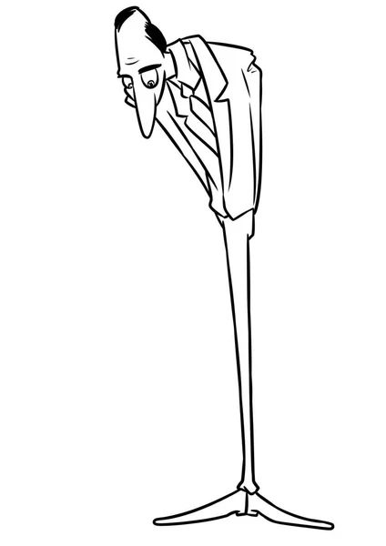 Homem Magro Alto Olhando Para Baixo Desenho Animado Ilustração Isolado — Fotografia de Stock