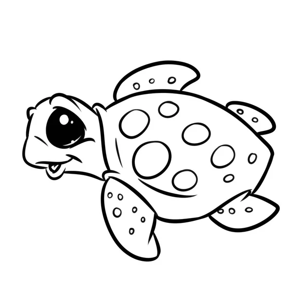 Desenho Animado Página Coloração Caráter Animal Mar Tartaruga — Fotografia de Stock