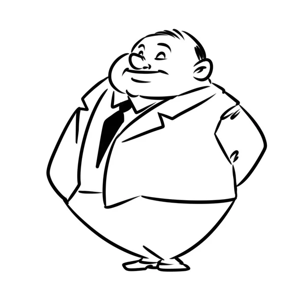 Kövér Ember Üzletember Ruha Rajzfilm Illusztráció Elszigetelt Kép — Stock Fotó