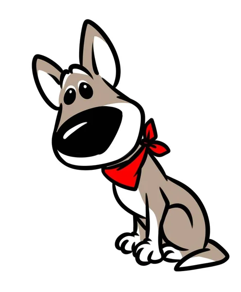 Desenho Animado Cão Sentado Personagem Ilustração Isolado Imagem — Fotografia de Stock