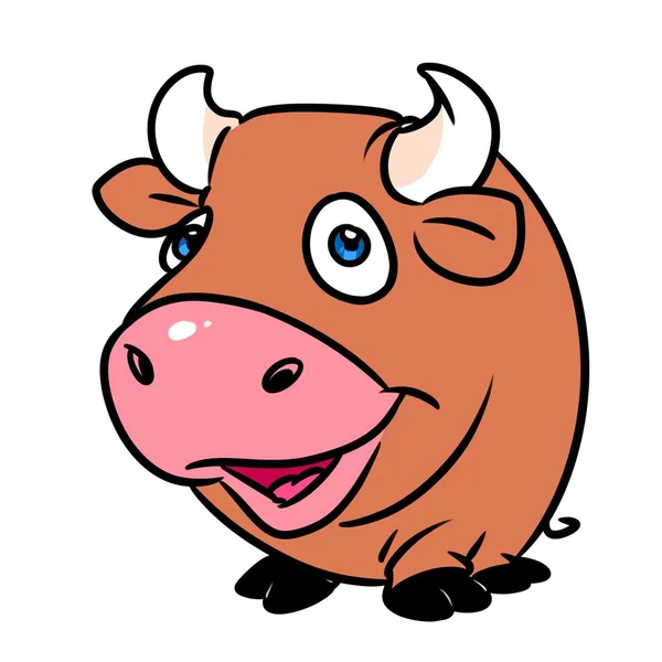 Bull Alegre Personagem Desenho Animado Ilustração Isolado Imagem — Fotografia de Stock