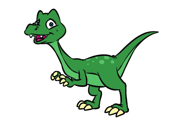 Raptor Δεινόσαυρος Καρτούν Εικονογράφηση Απομονωμένο Εικόνα — Φωτογραφία Αρχείου