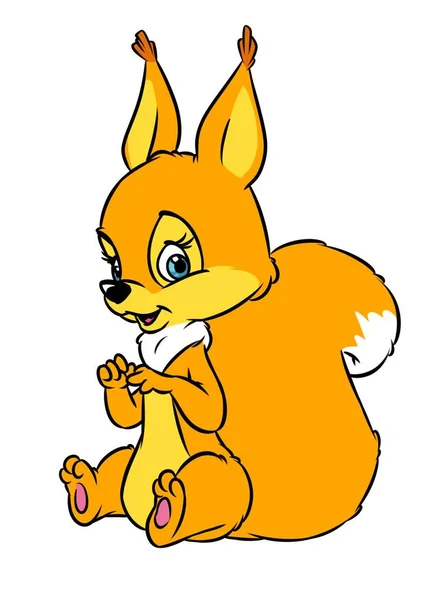 Squirrel Sitting Animal Character Coloring Page Cartoon Illustration Isolated Image — Stock Photo, Image