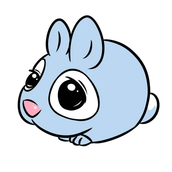 Cute Blue Rabbit Cartoon Illustration Isolated Image — Stock Photo, Image