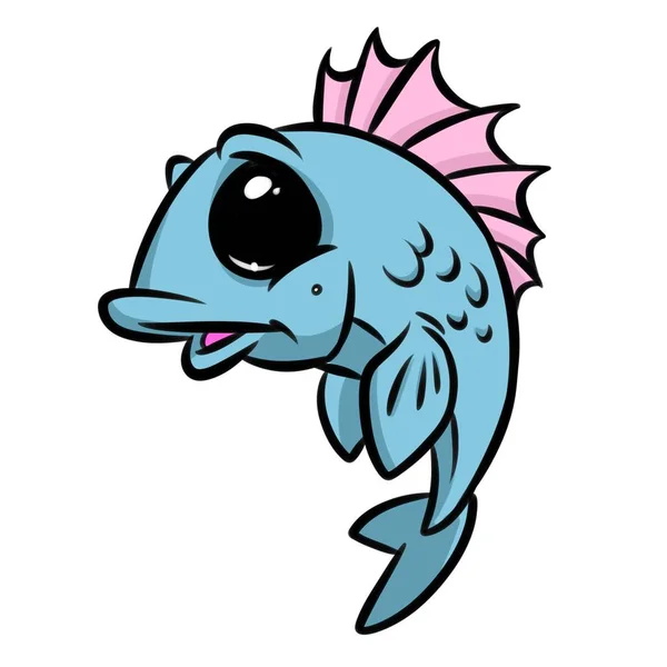 Fish Smile Big Eyes Cartoon Illustration Isolated Image — Stock Photo, Image